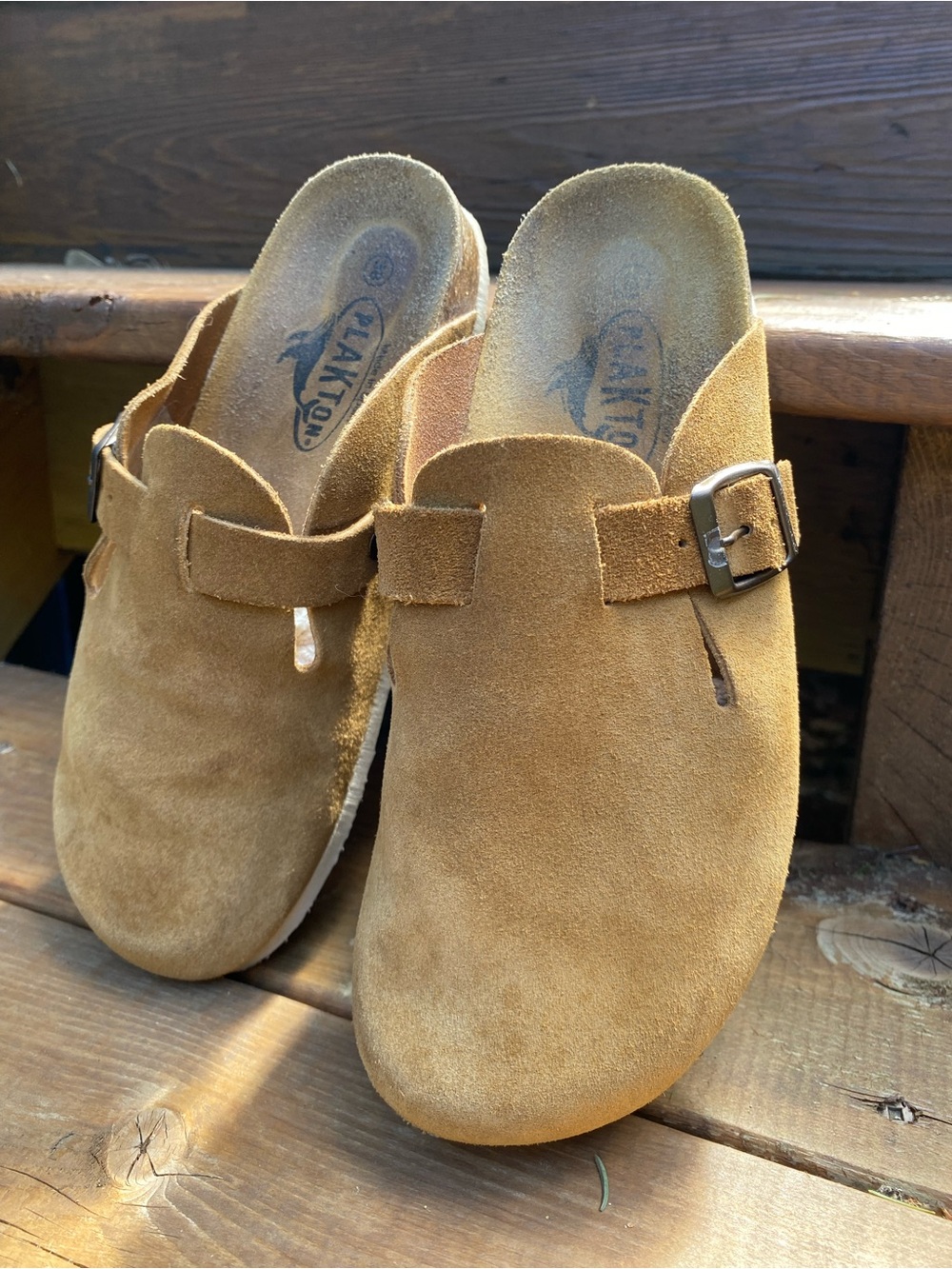 PLAKTON Suede leather clogs slip on shoes size 38